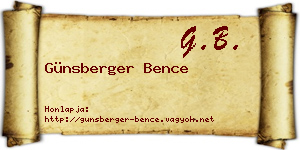 Günsberger Bence névjegykártya
